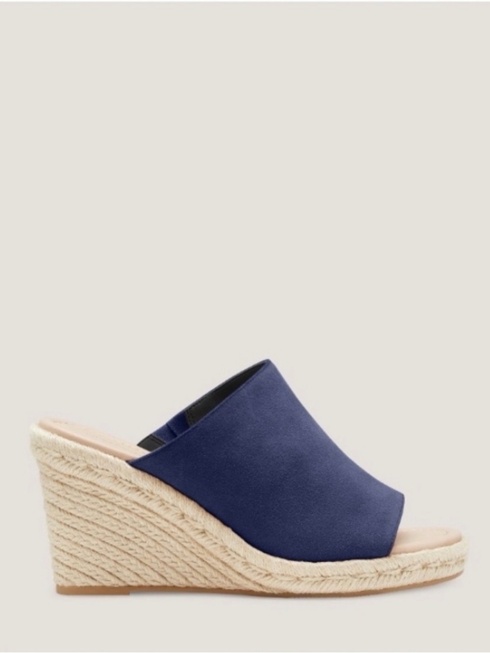 Stuart Weitzman Navy Espadrille Wedge Mule